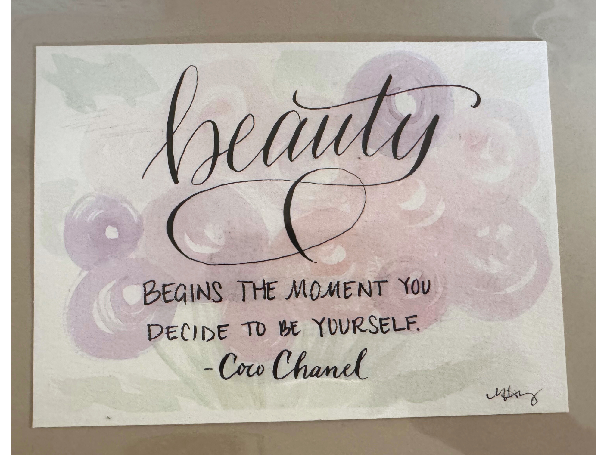 photograph of Beauty calligraphy piece