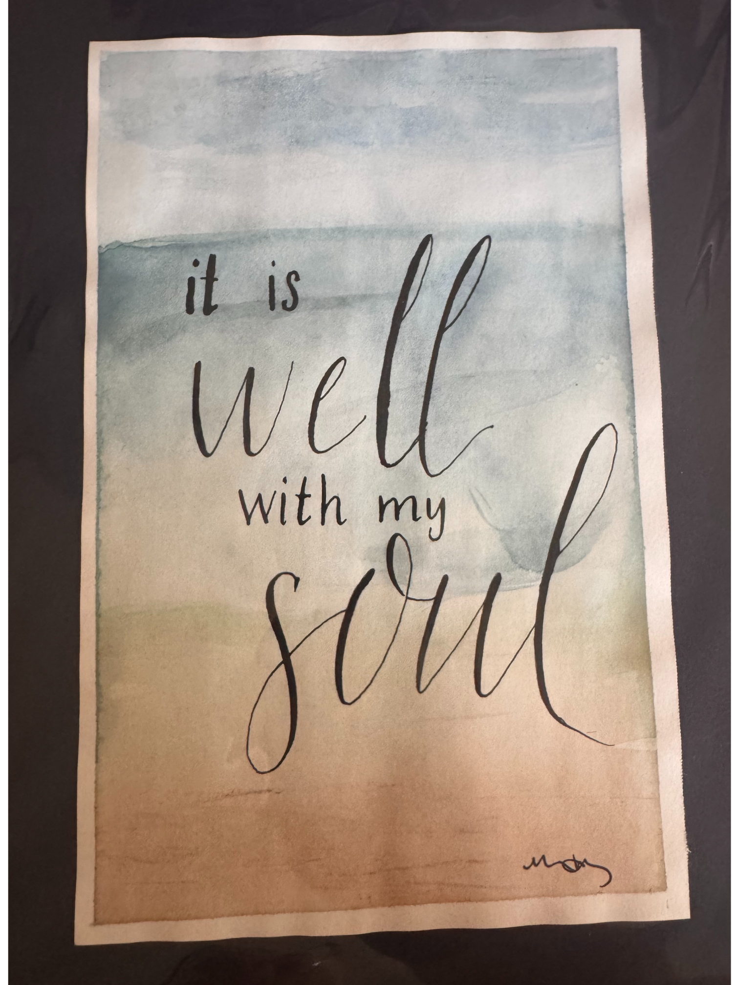 photograph of It Is Well calligraphy piece