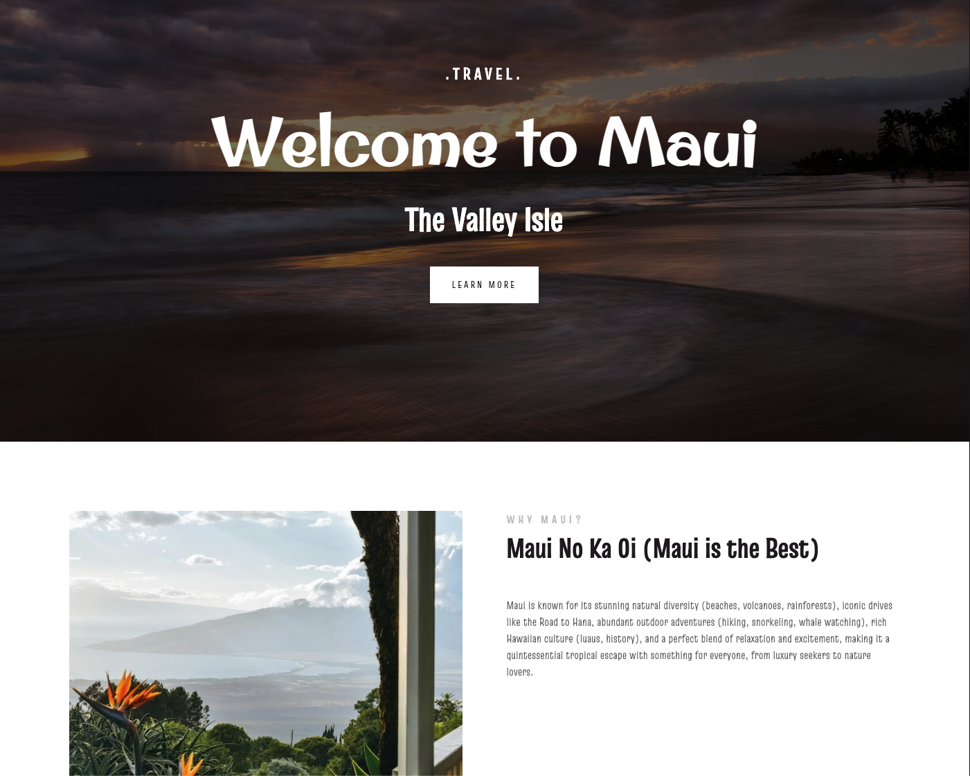 screenshot from Maui Travel website