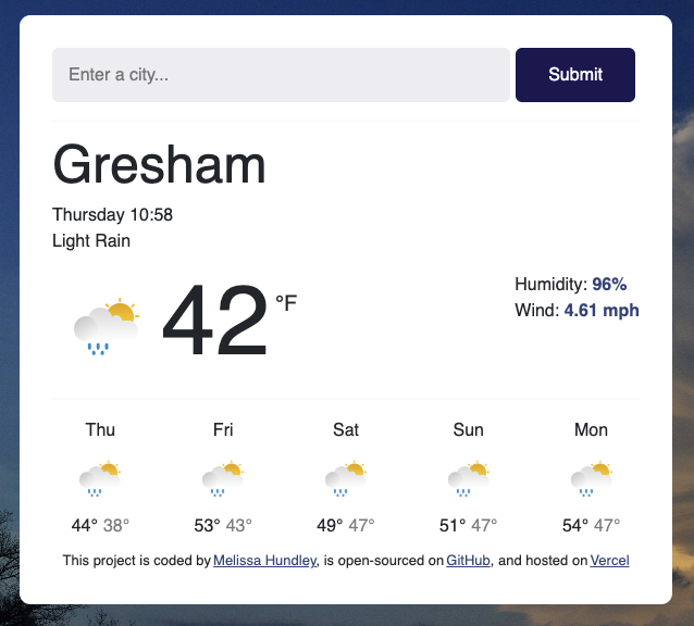 Weather Application Screenshot